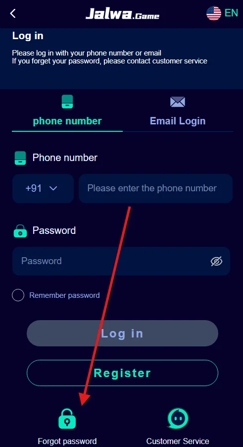 Tap on forgot password